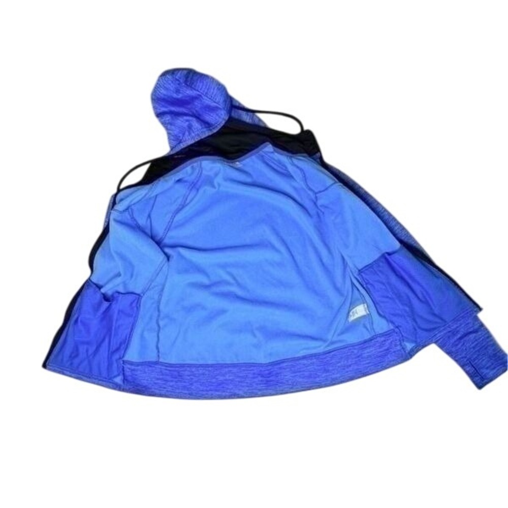 Danskin Hooded Zip Front Blue Space-Dyed Athletic Jacket LARGE Sportswear Winter - Picture 3 of 11